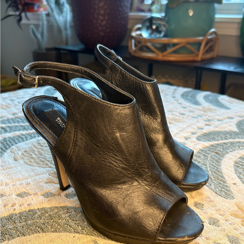 White House Black Market Black Peep-Toe Heels